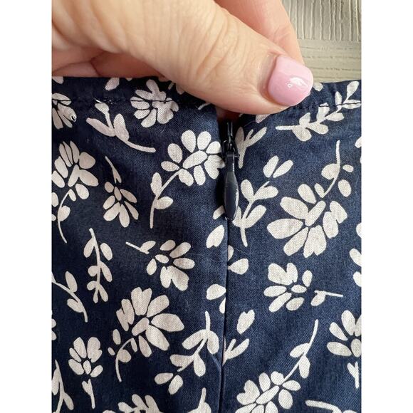 J. CREW 2024 Navy Floral Smocked Bodice Sleeveless Midi Dress - Picture 10 of 16